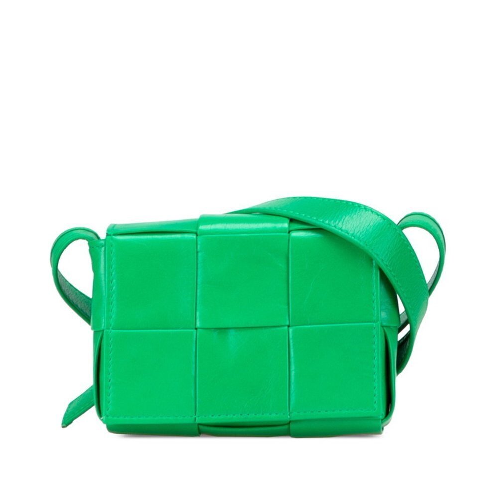 BOTTEGA VENETA Green Leather Intrecciato Shoulder Bag